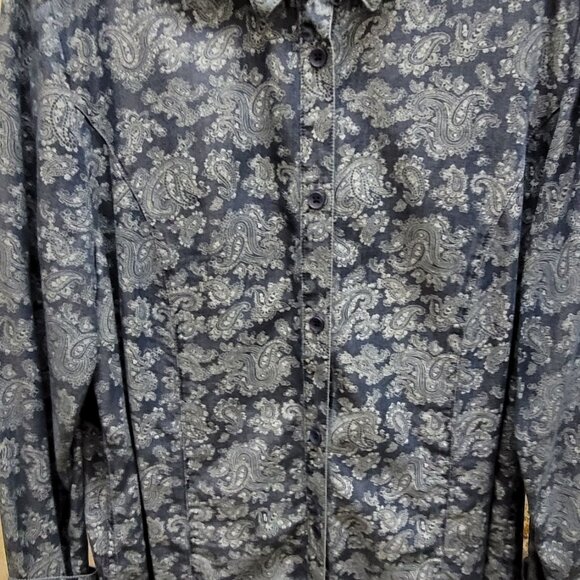 Blue Paisley Shirt Coldwater Creek Size Large - Picture 8 of 15